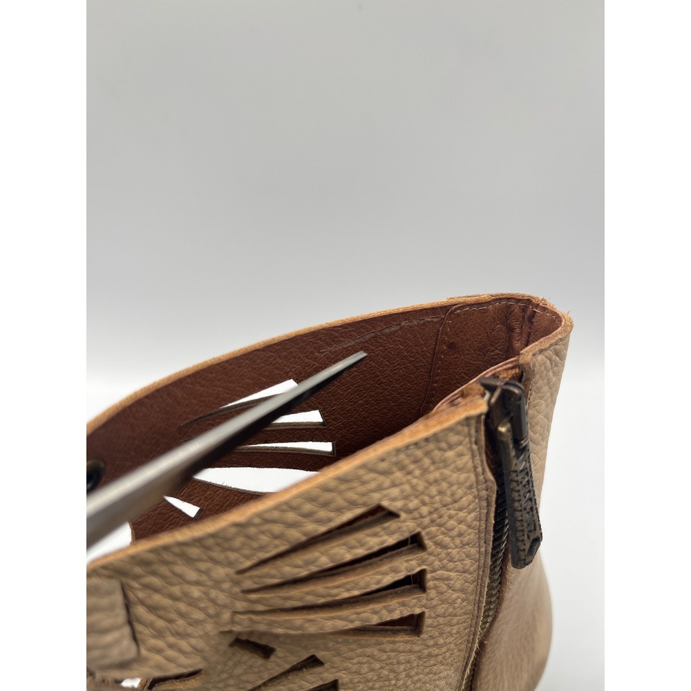 Veracruz Mallory Distressed Leather Cutout Booties EU 39 Tan Boho Made Spain - Picture 3 of 11